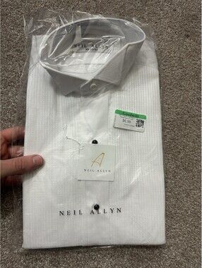 NWT Neil Allyn Tuxedo Shirt Mens XS 32/33 White Laydown Collar Pleated
